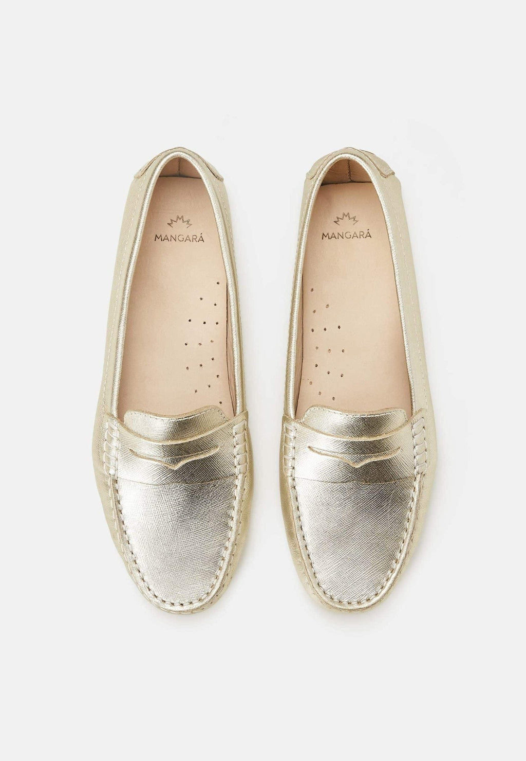 Mangará Atelier Gold Calf Leather Penny Loafers – Women’S Classic Driving Women's Shoes