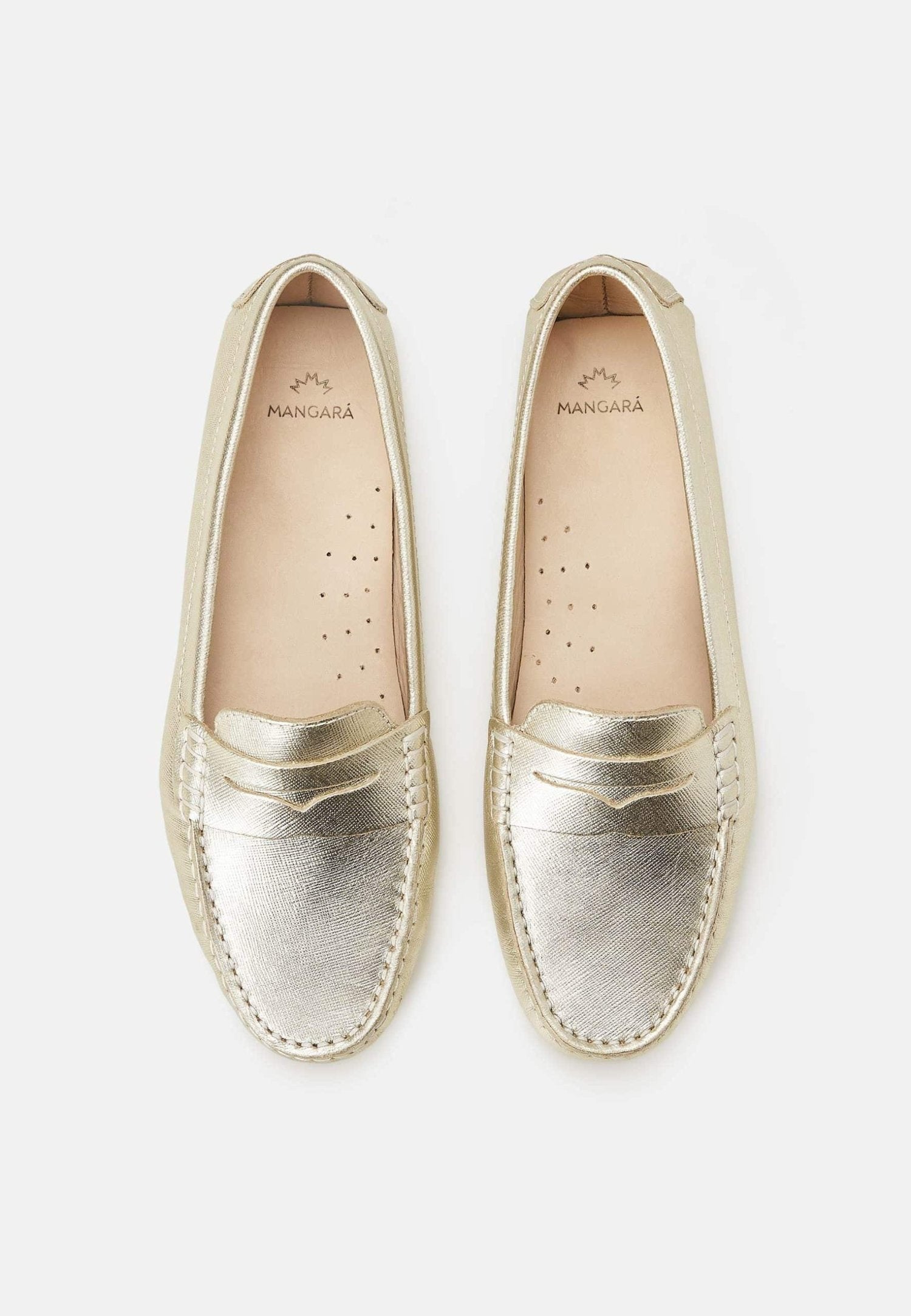 Mangará Atelier Gold Calf Leather Penny Loafers – Women’S Classic Driving Women's Shoes