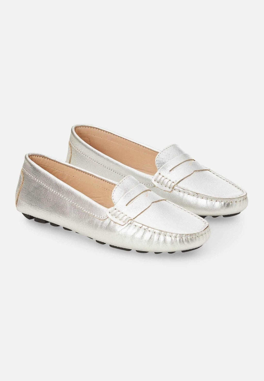 Mangará Atelier Silver Calf Leather Penny Loafers – Women’S Classic Driving Women's Shoes