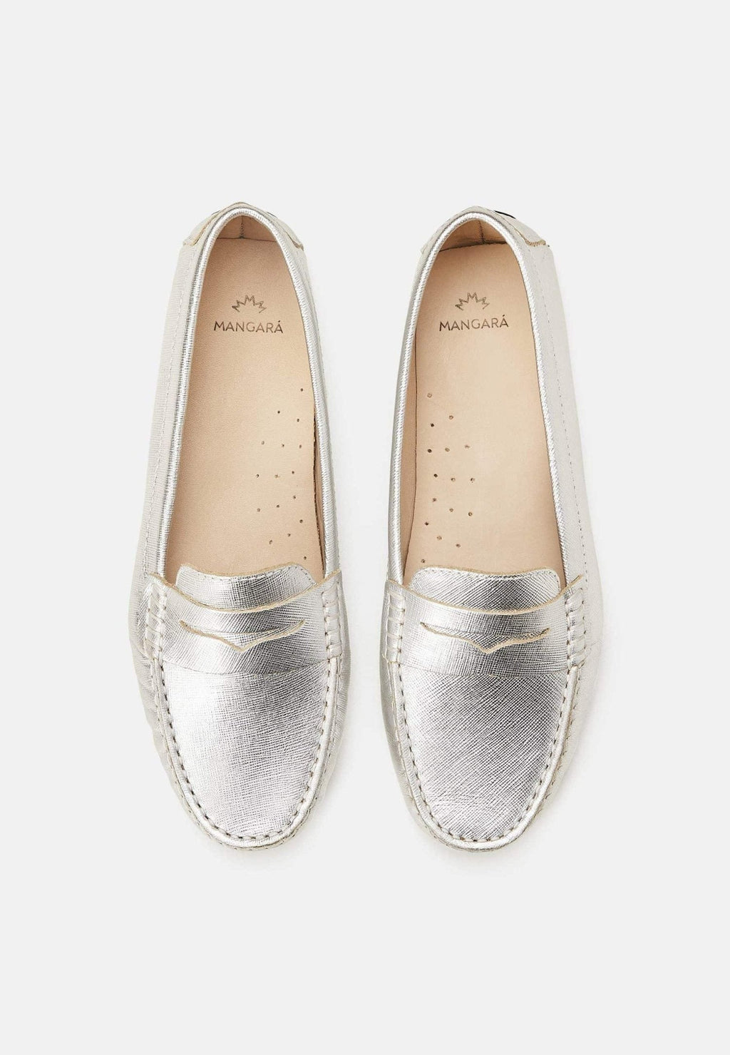Mangará Atelier Silver Calf Leather Penny Loafers – Women’S Classic Driving Women's Shoes