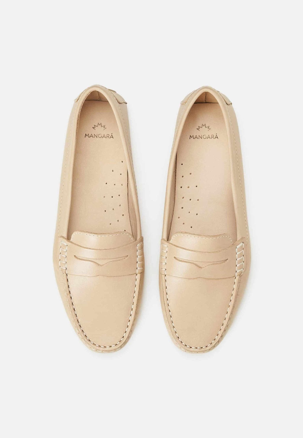 Mangará Atelier Beige Calf Leather Penny Loafers – Women’S Classic Driving Women's Shoes