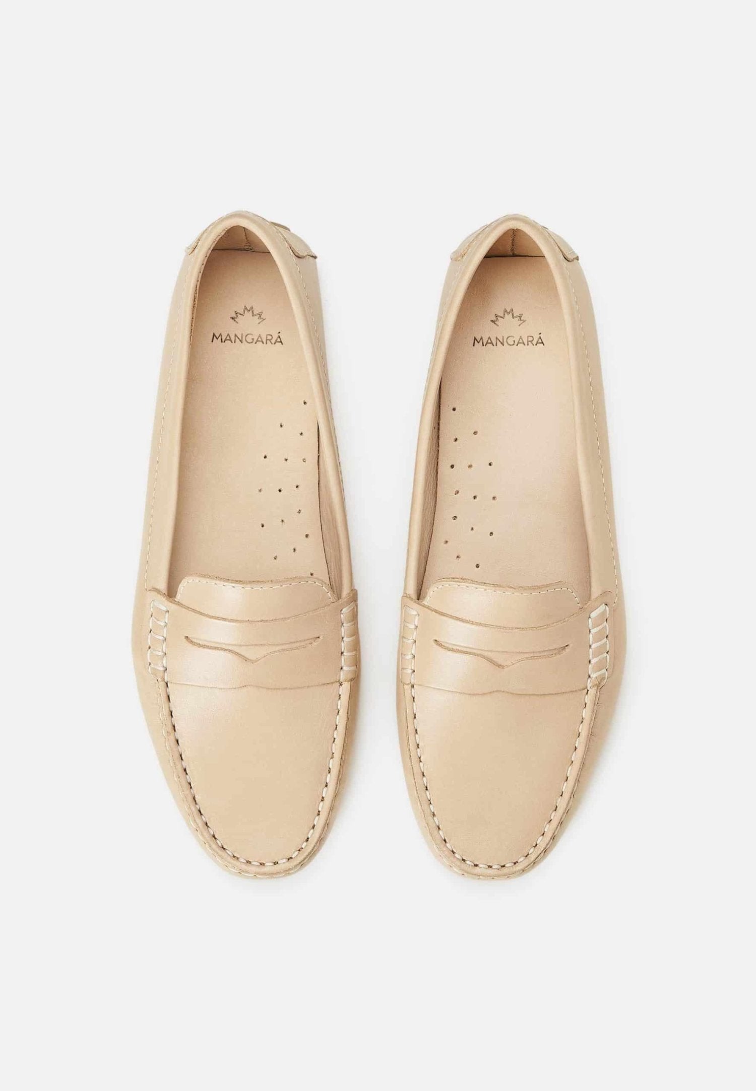 Mangará Atelier Beige Calf Leather Penny Loafers – Women’S Classic Driving Women's Shoes