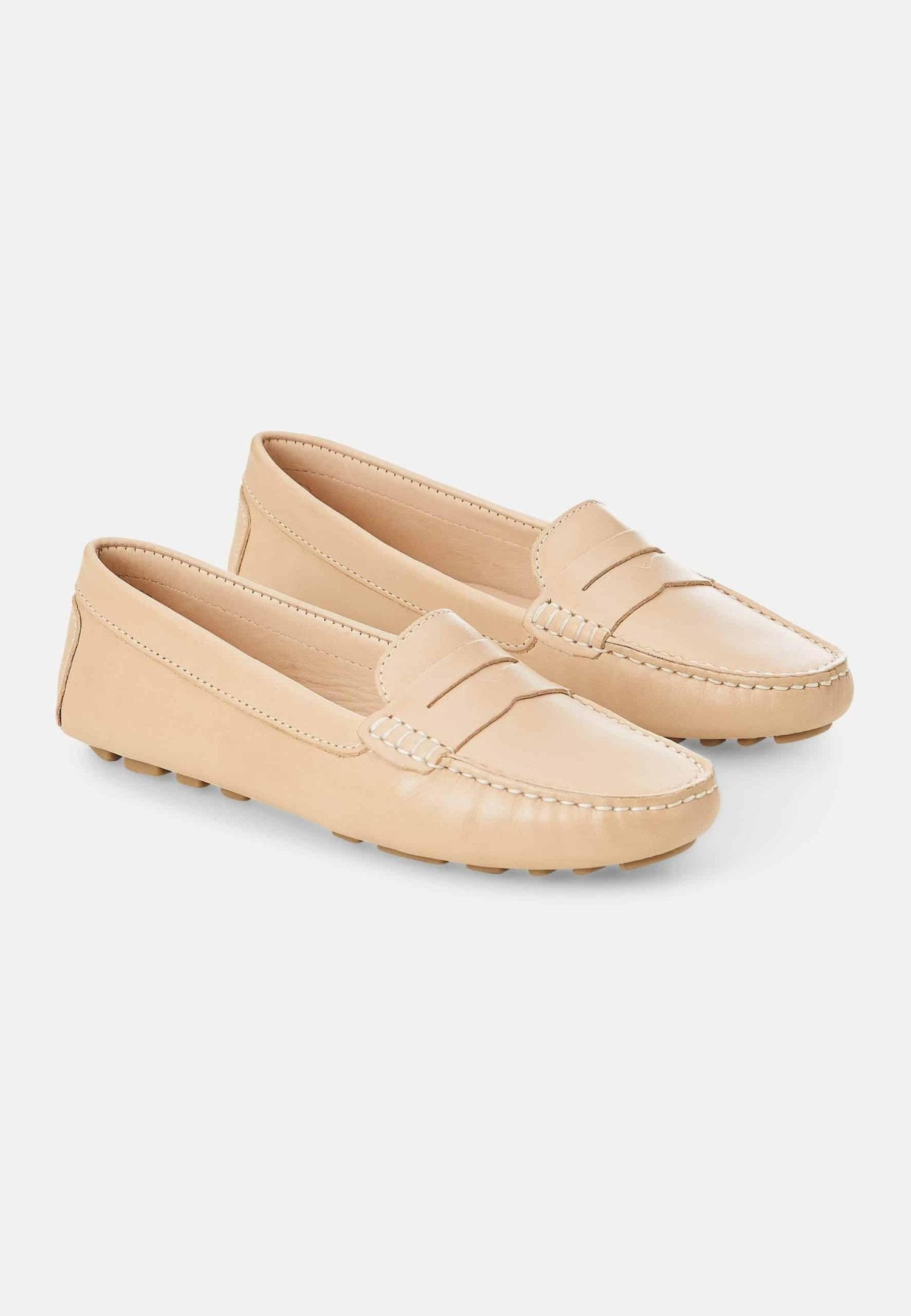 Mangará Atelier Beige Calf Leather Penny Loafers – Women’S Classic Driving Women's Shoes