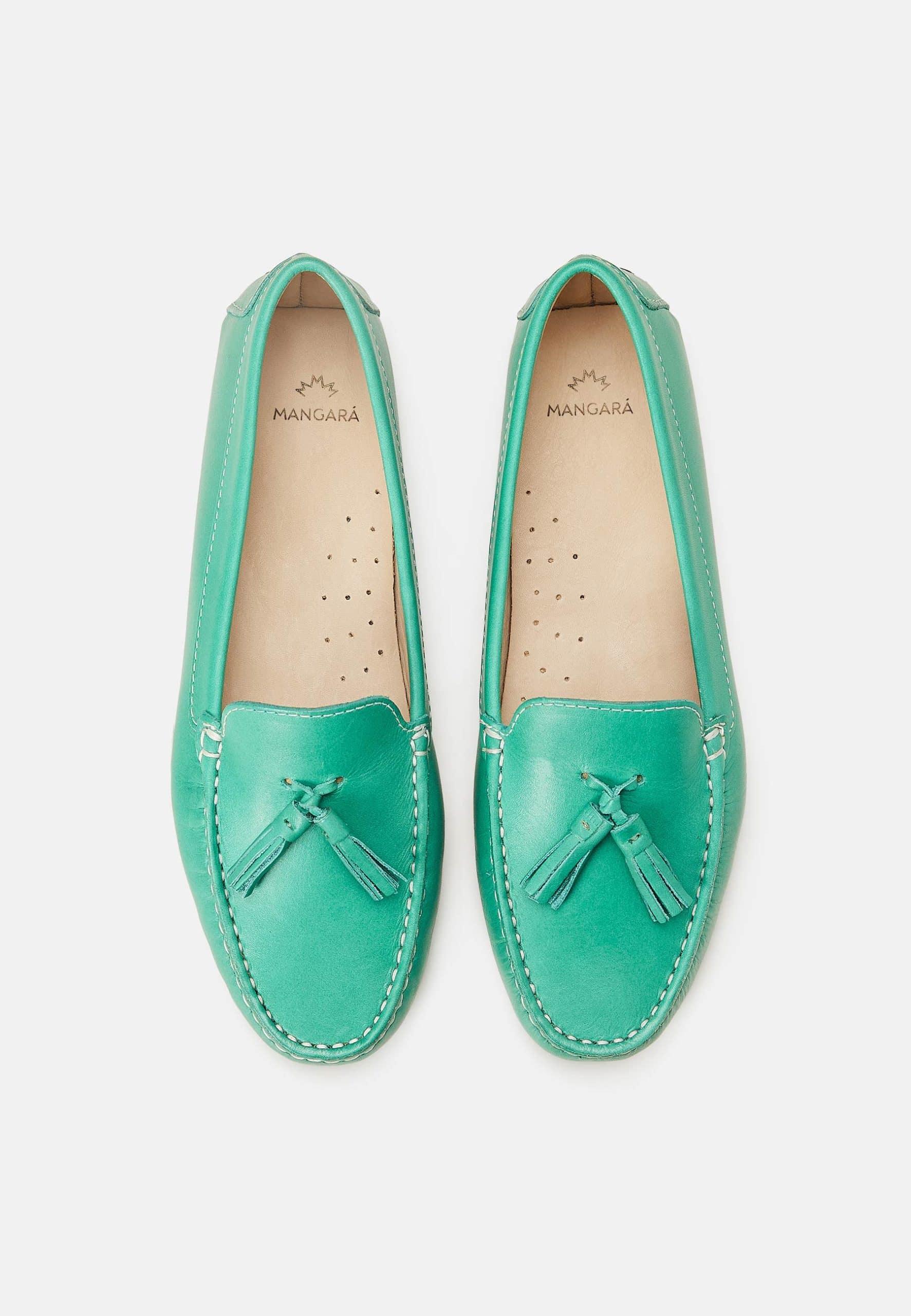 Mangará Atelier Green Calf Leather Loafers – Women’S Driving Moccasins With Tassel Women's Detail