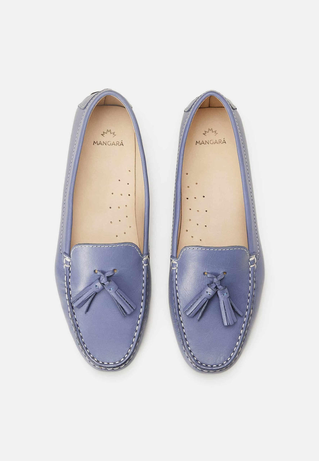Mangará Atelier Blue Calf Leather Loafers – Women’S Driving Moccasins With Tassel Women's Detail