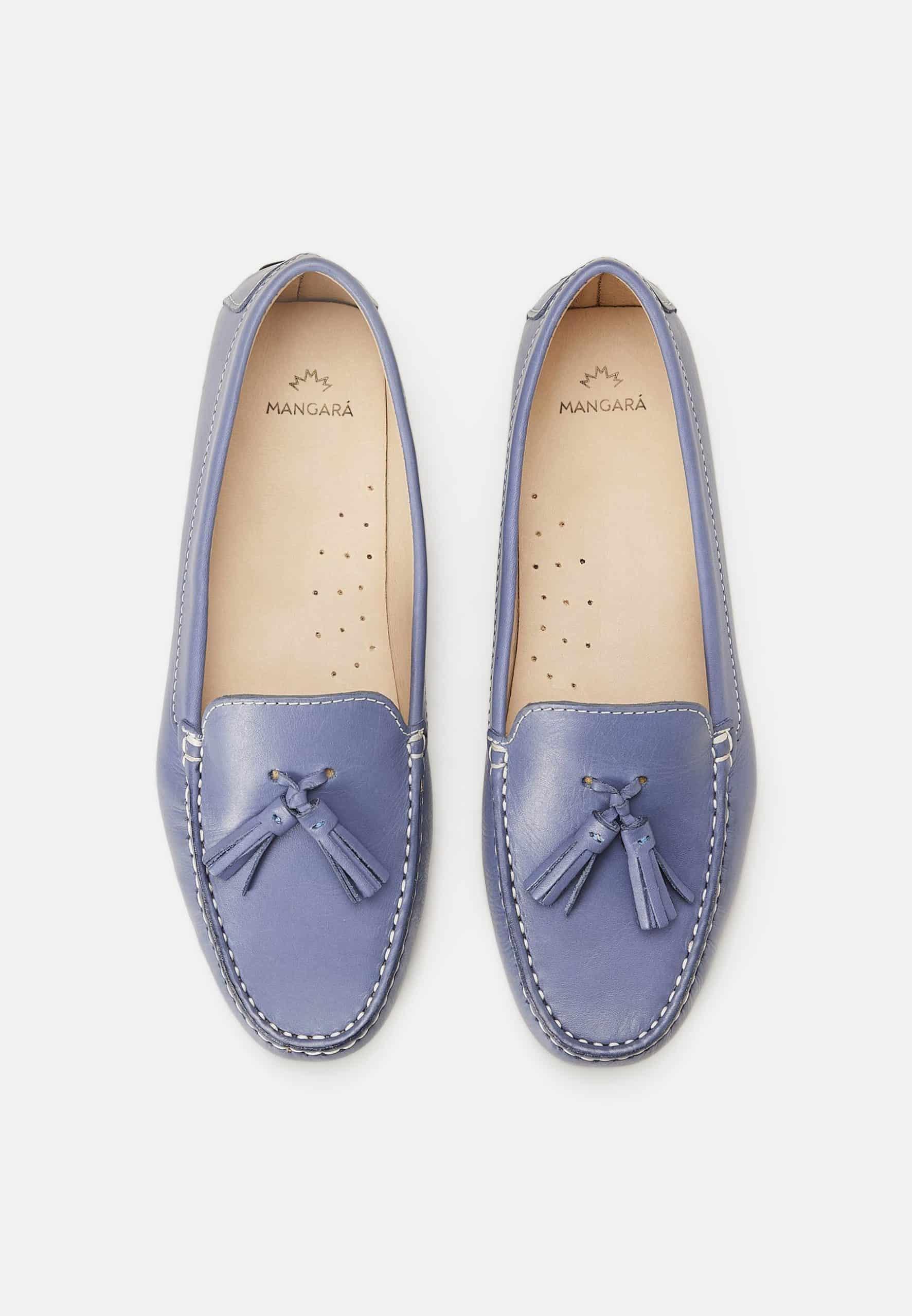 Mangará Atelier Blue Calf Leather Loafers – Women’S Driving Moccasins With Tassel Women's Detail