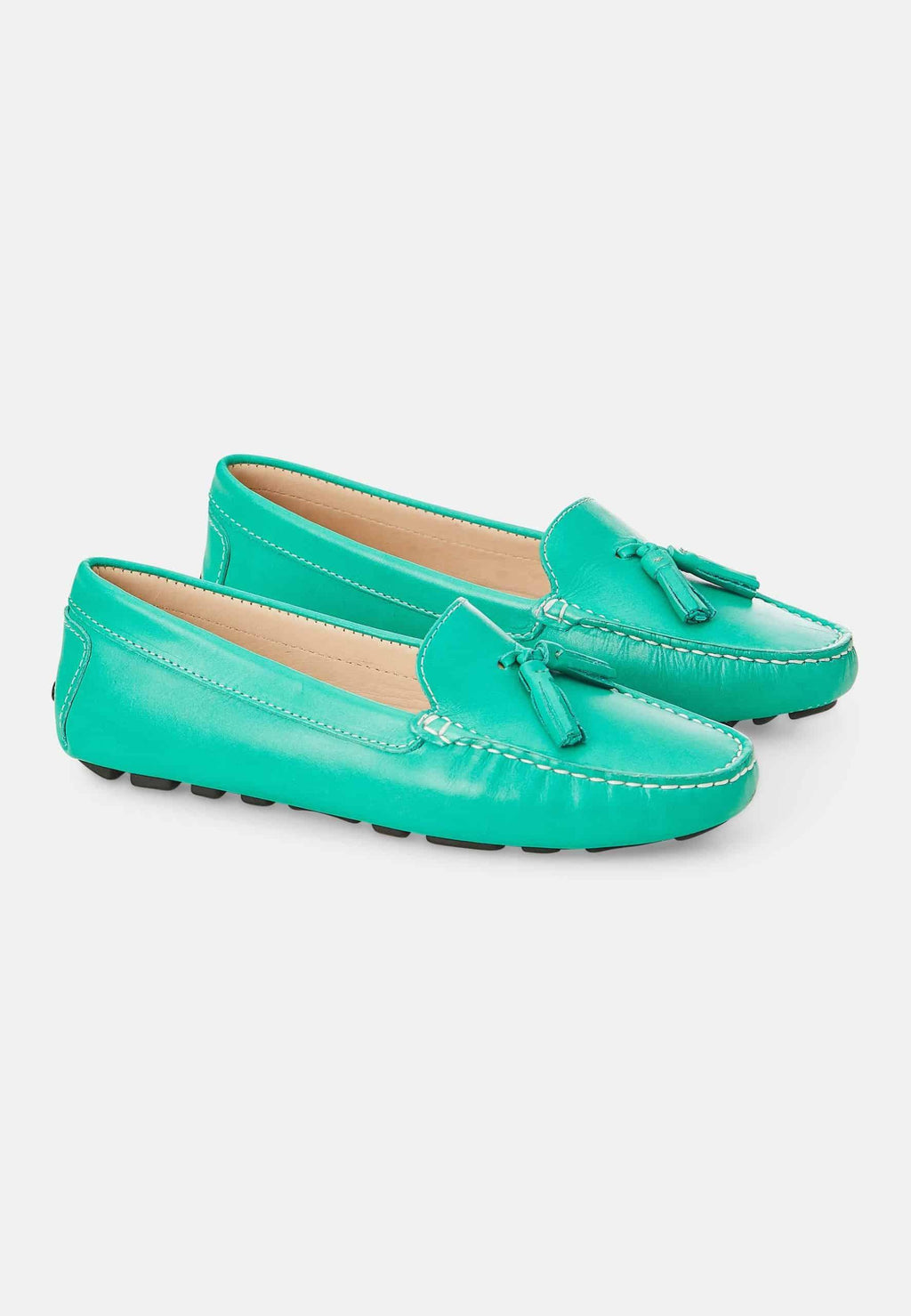 Mangará Atelier Green Calf Leather Loafers – Women’S Driving Moccasins With Tassel Women's Detail