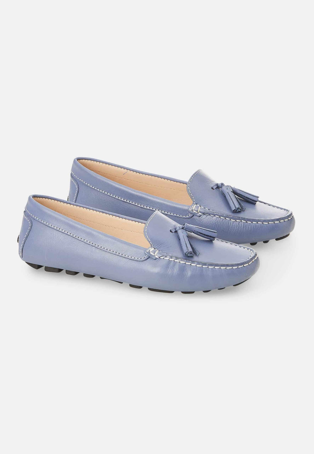 Mangará Atelier Blue Calf Leather Loafers – Women’S Driving Moccasins With Tassel Women's Detail