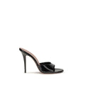 Amina Muaddi Black Calf Leather Bos Taurus Stiletto Heel Women's Sandals