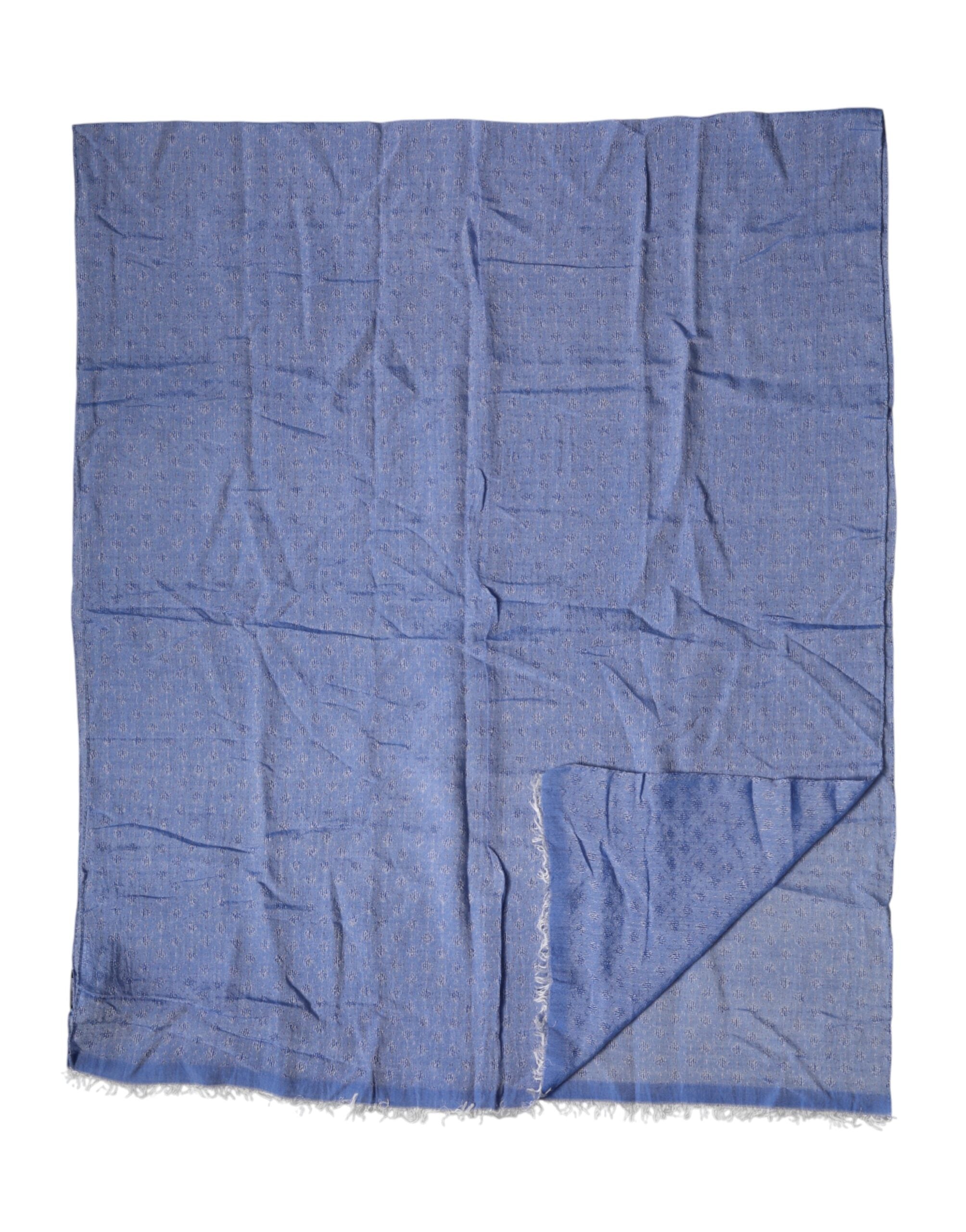 Dolce & Gabbana Blue Lace Stole Cotton Neck Wrap Shawl Men's Scarf