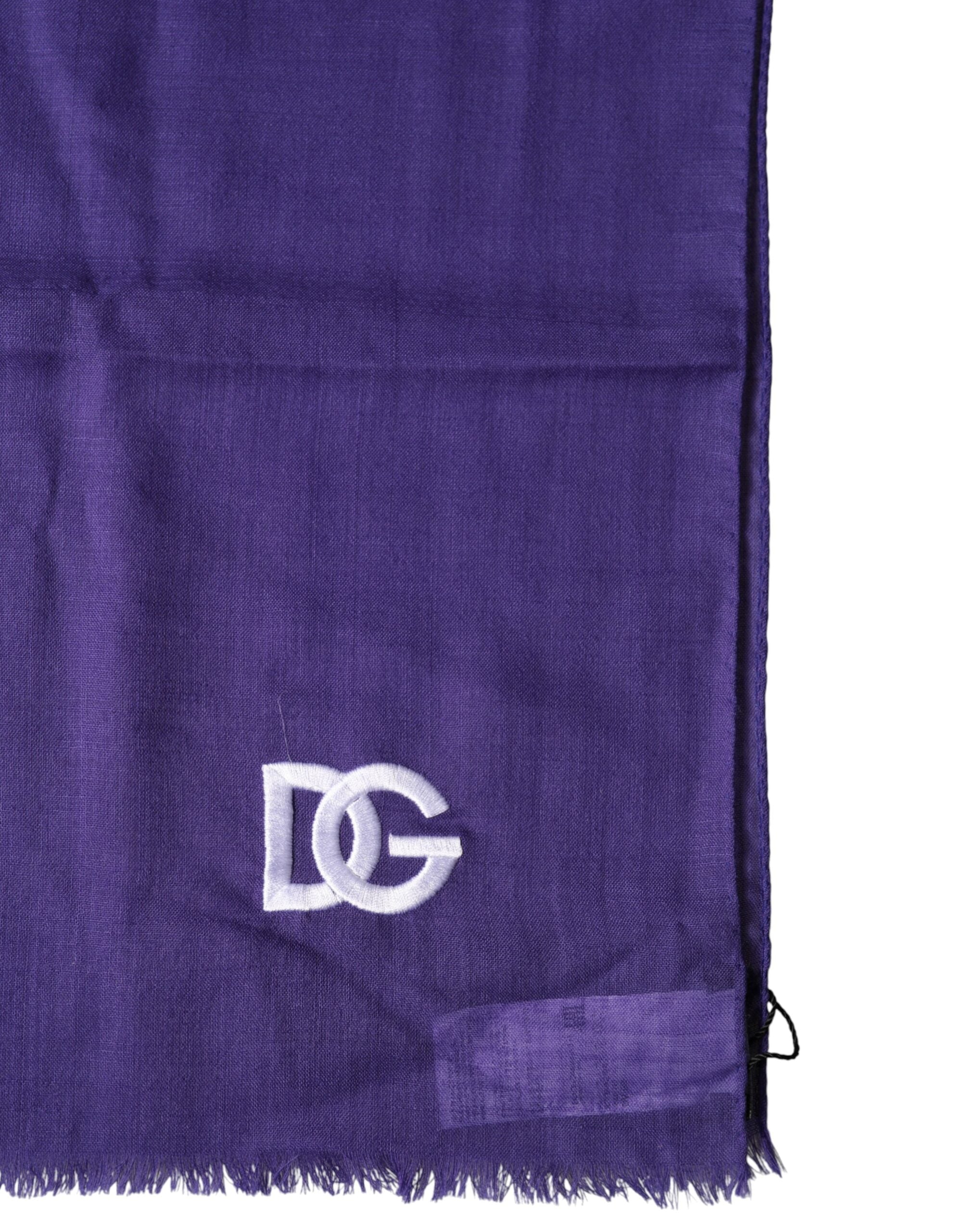 Dolce & Gabbana Purple Lace Stole Cotton Wrap Shawl Men's Scarf