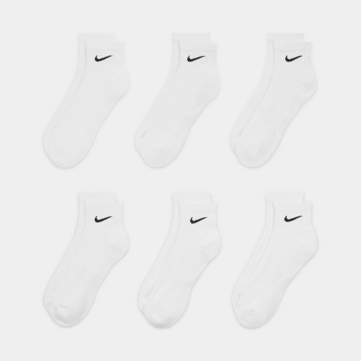 Exclusive Everyday Plus Cushioned 6 Pack Mens Socks (White/Black) — S — Front View