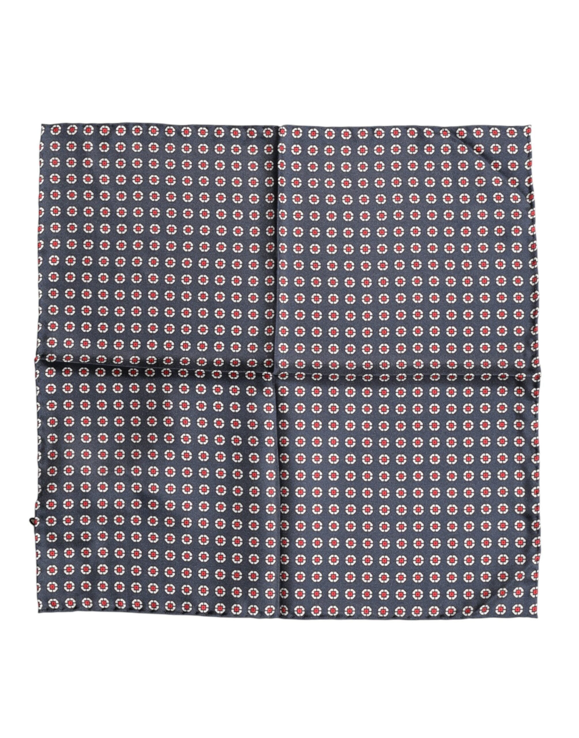 Dolce & Gabbana Blue Patterned Silk Square Handkerchief Men's Scarf
