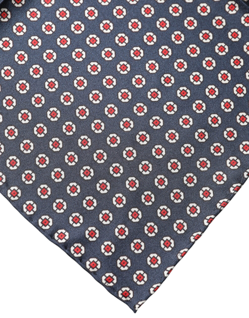 Dolce & Gabbana Blue Patterned Silk Square Handkerchief Men's Scarf