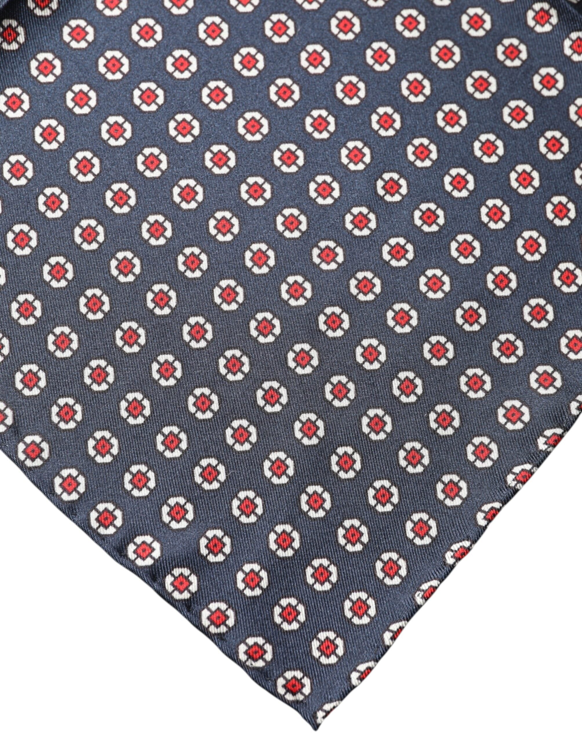 Dolce & Gabbana Blue Patterned Silk Square Handkerchief Men's Scarf