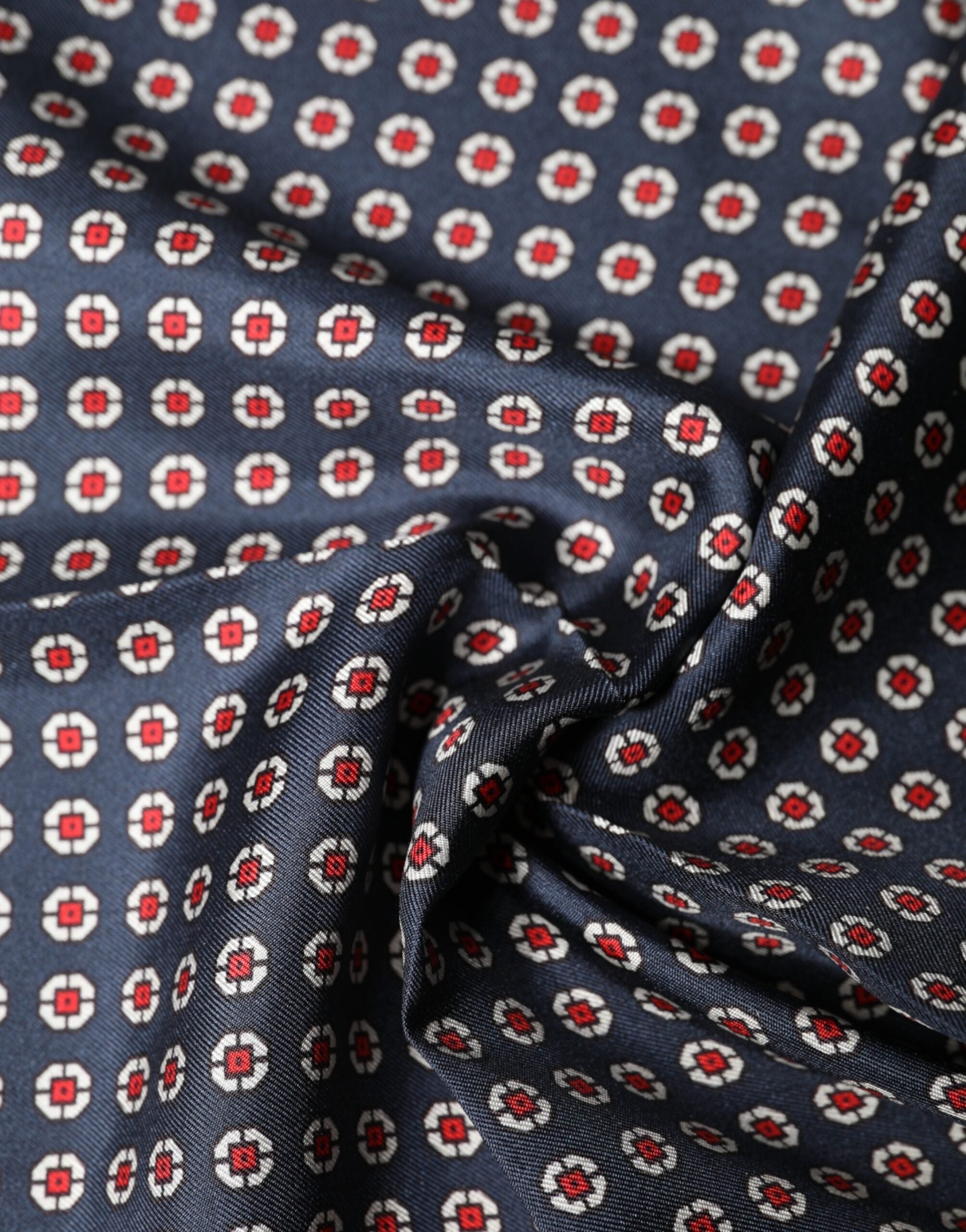 Dolce & Gabbana Blue Patterned Silk Square Handkerchief Men's Scarf