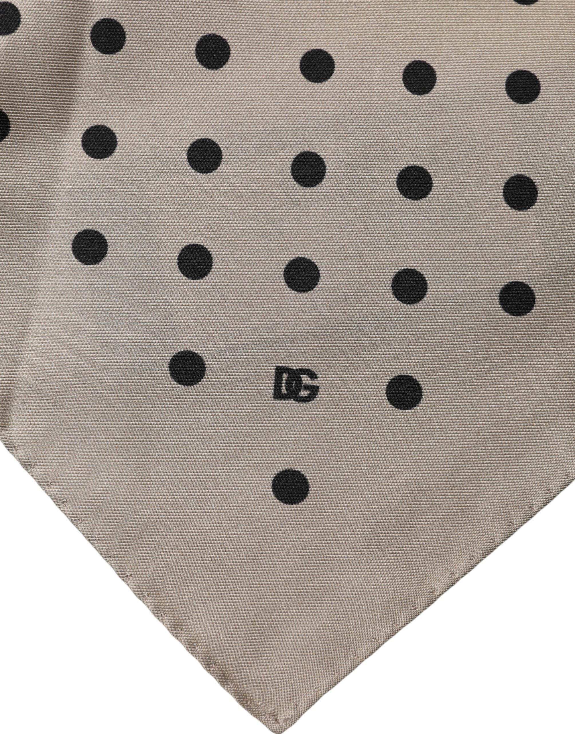 Dolce & Gabbana Brown Polka Dot Square Handkerchief Men's Scarf