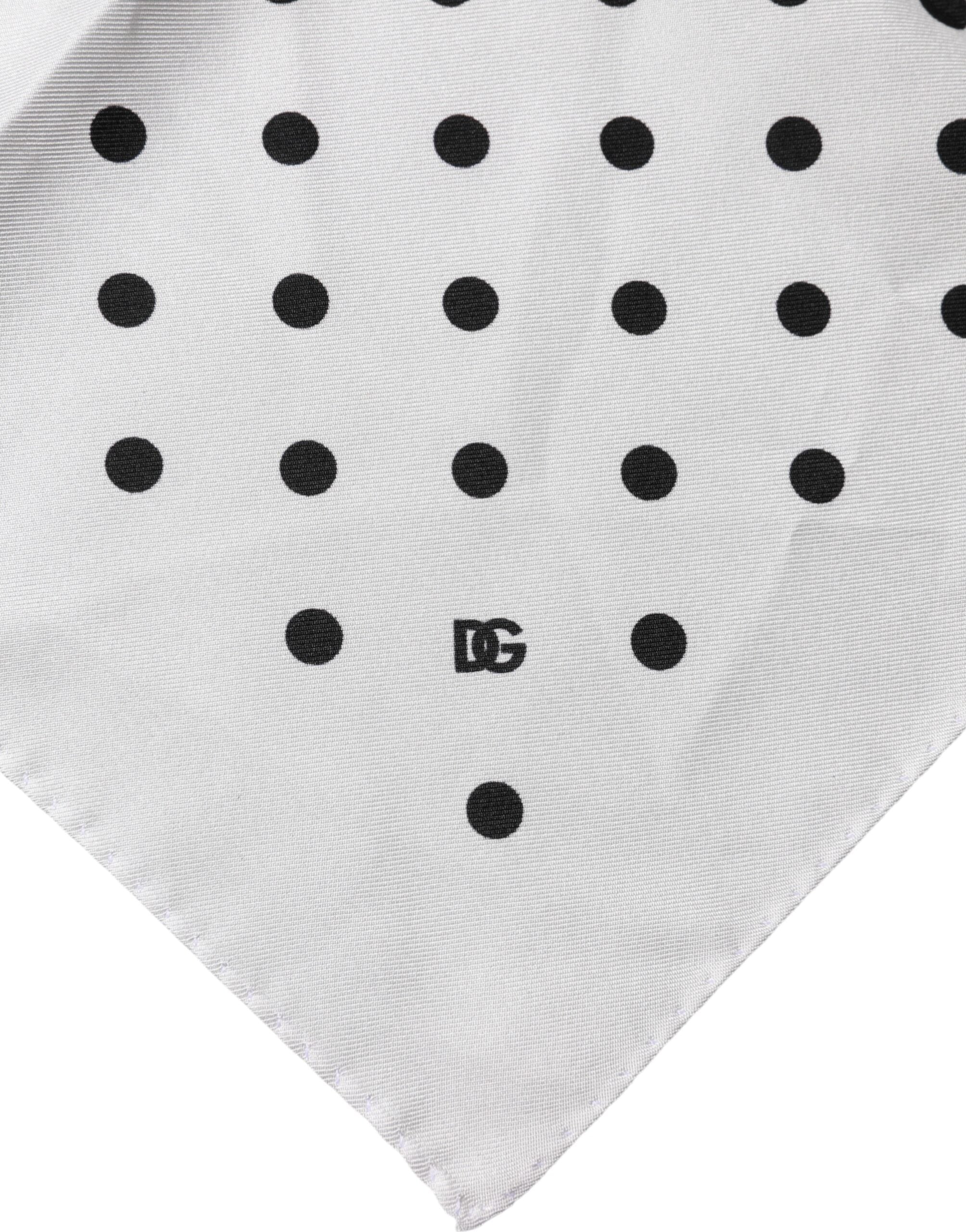 Dolce & Gabbana White Polka Dot Square Handkerchief Men's Scarf
