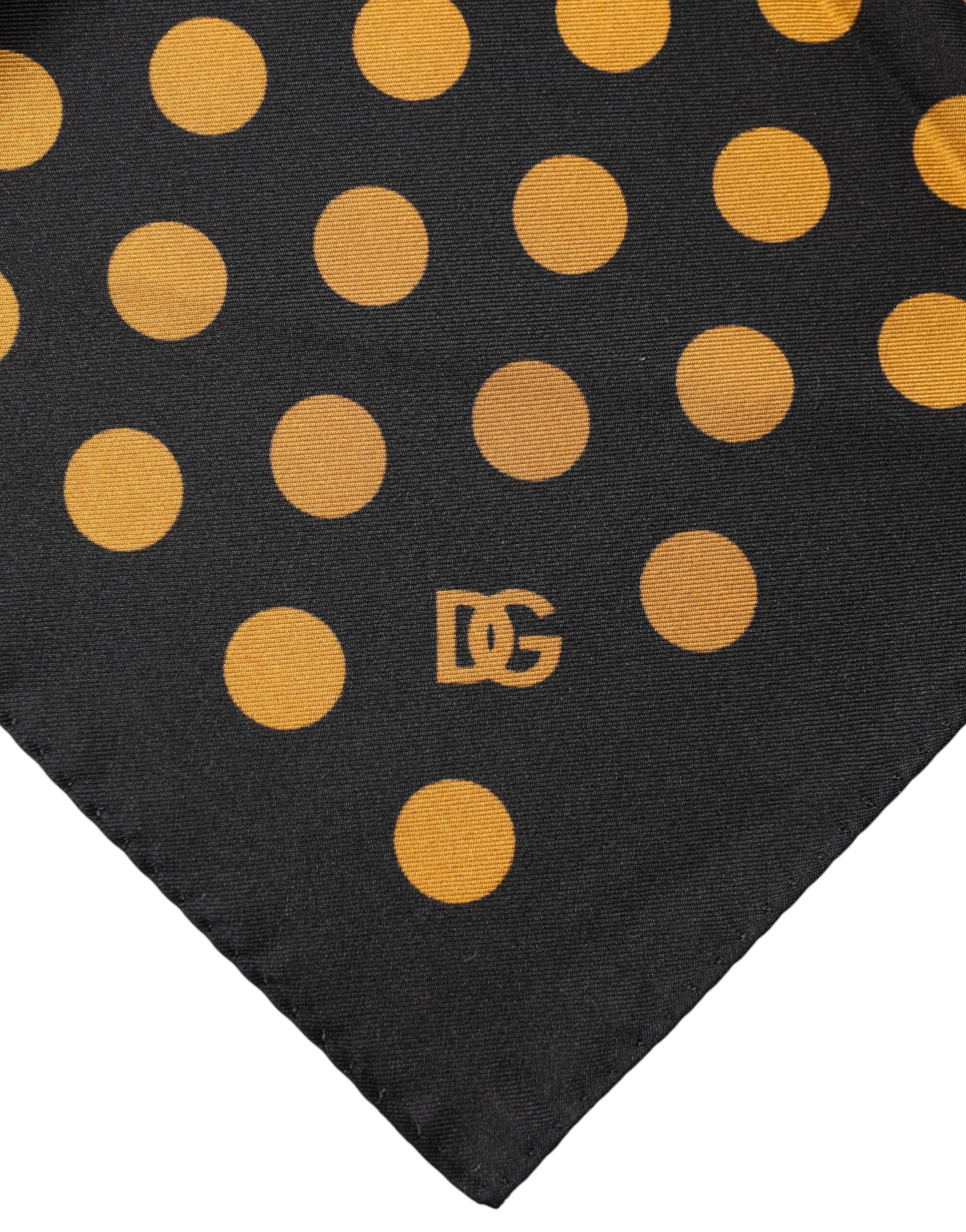 Dolce & Gabbana Black Polka Dot Square Handkerchief Men's Scarf