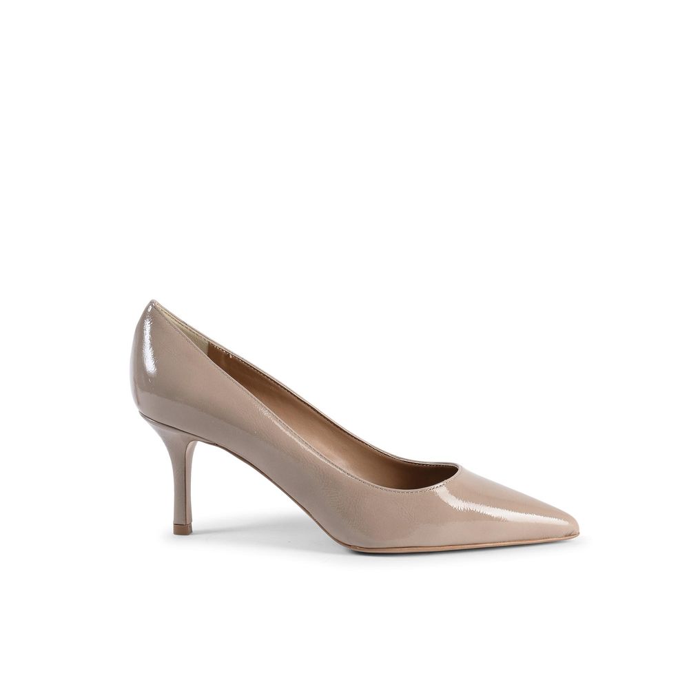 19V69 Italia Beige Leather Mid Heel Women's Pumps