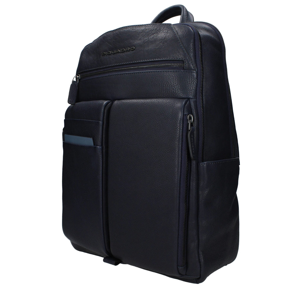 Piquadro Blue Leather Men's Backpack