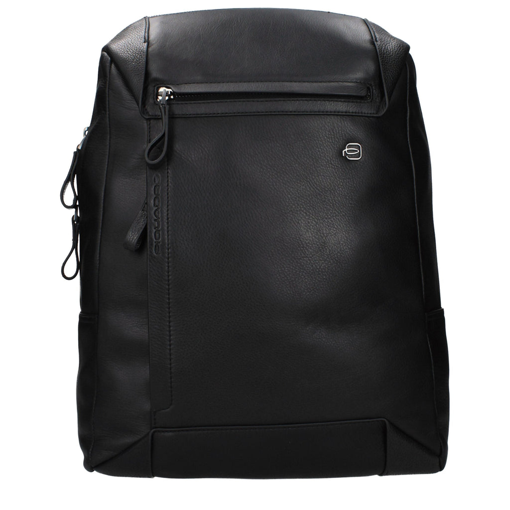 Piquadro Black Leather Men's Backpack