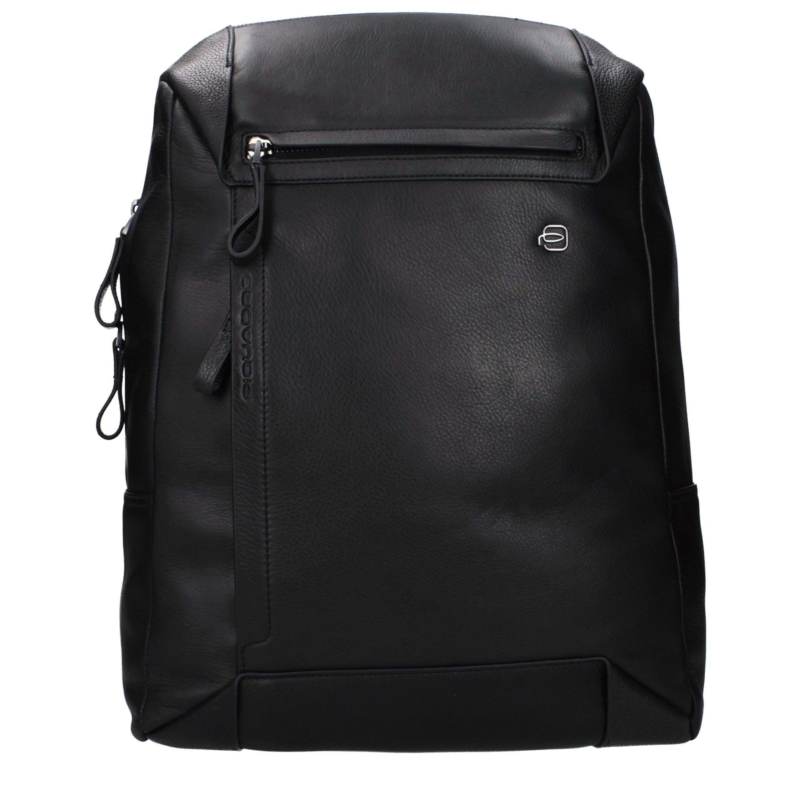 Piquadro Black Leather Men's Backpack
