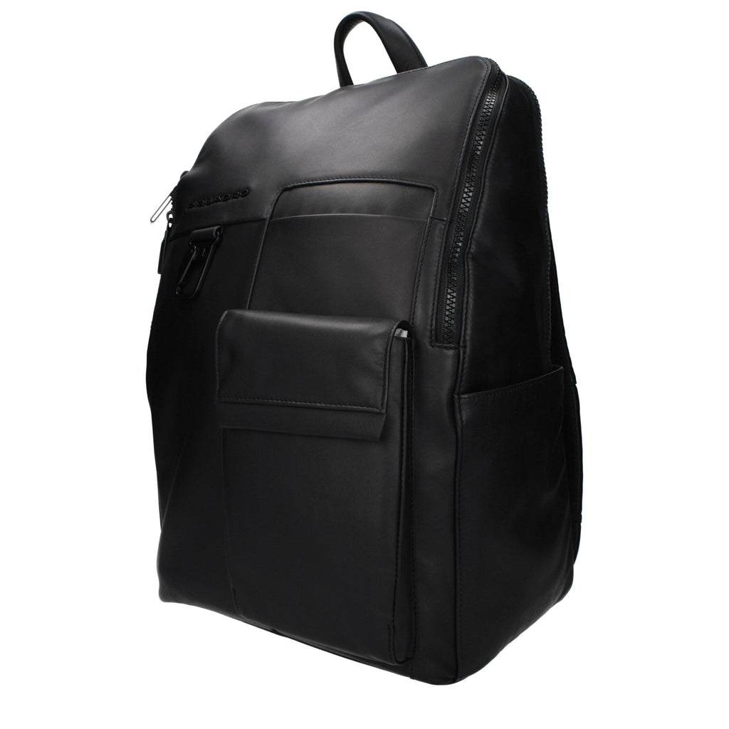 Piquadro Black Leather Men's Backpack