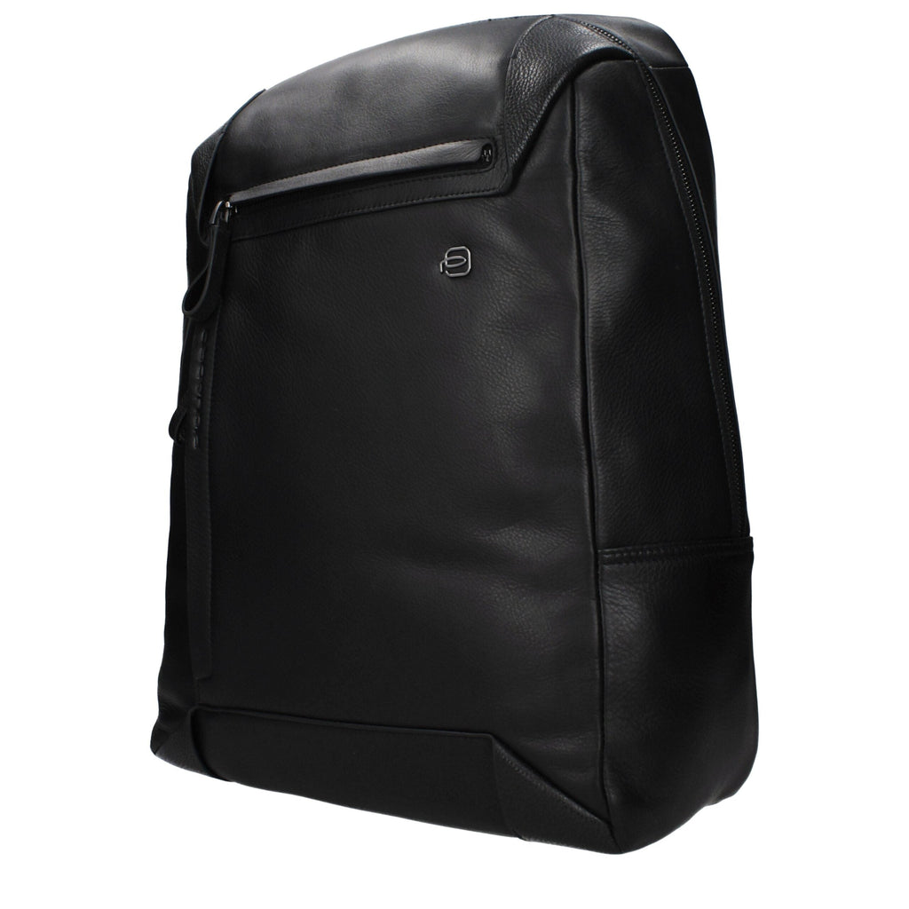 Piquadro Black Leather Men's Backpack