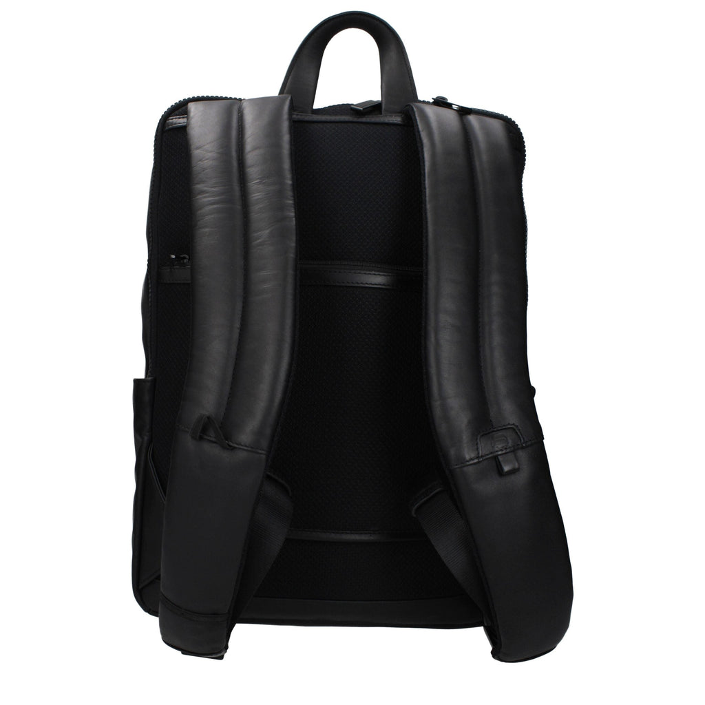Piquadro Black Leather Men's Backpack