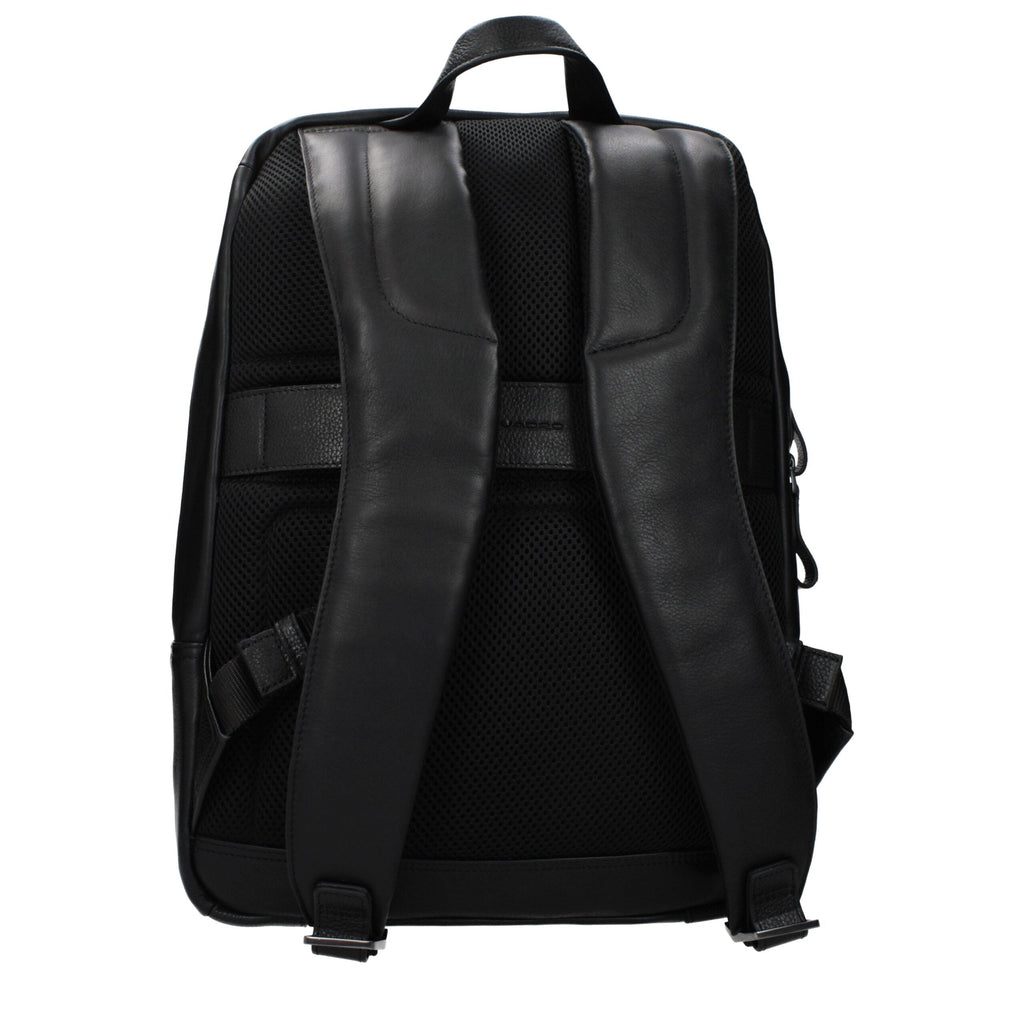 Piquadro Black Leather Men's Backpack