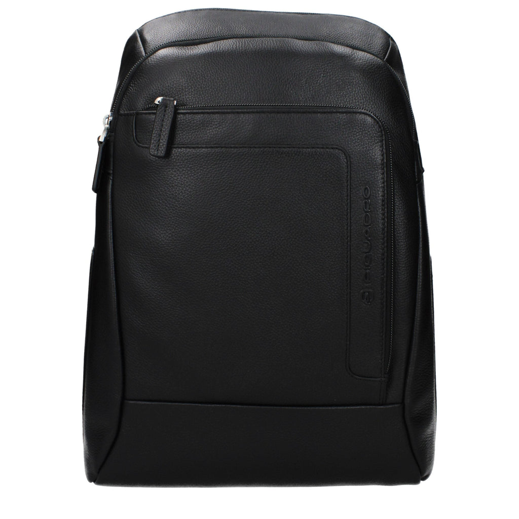 Piquadro Black Leather Men's Backpack