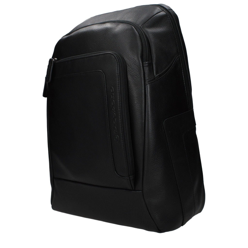 Piquadro Black Leather Men's Backpack