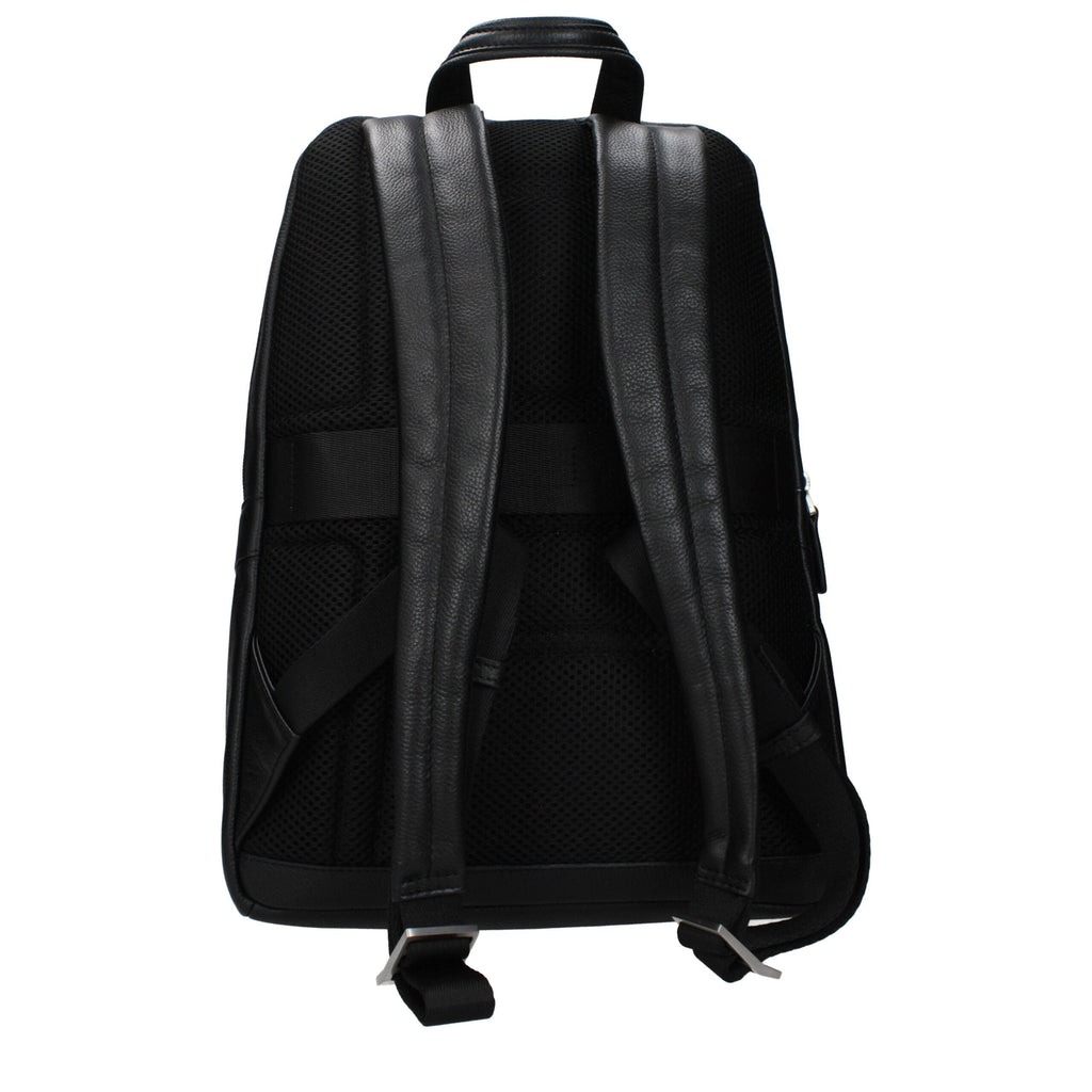 Piquadro Black Leather Men's Backpack