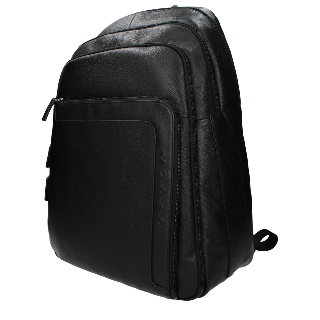 Piquadro Black Leather Men's Backpack