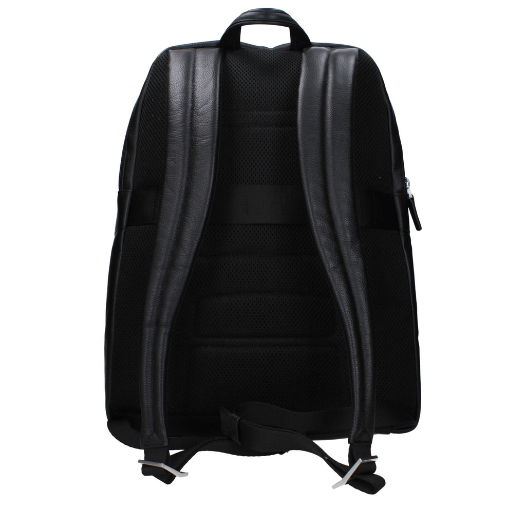 Piquadro Black Leather Men's Backpack