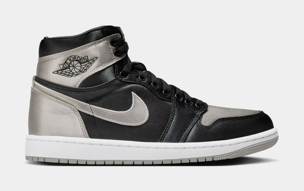 Exclusive Air Jordan 1 Retro High OG Satin Shadow Womens Lifestyle Shoes (Black/Medium Grey/White) Final Sale — 5 — Front View