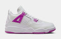 Exclusive Air Jordan 4 Retro Hyper Violet  Preschool Lifestyle Shoes (White/Hyper Violet) — 10.5C — Front View