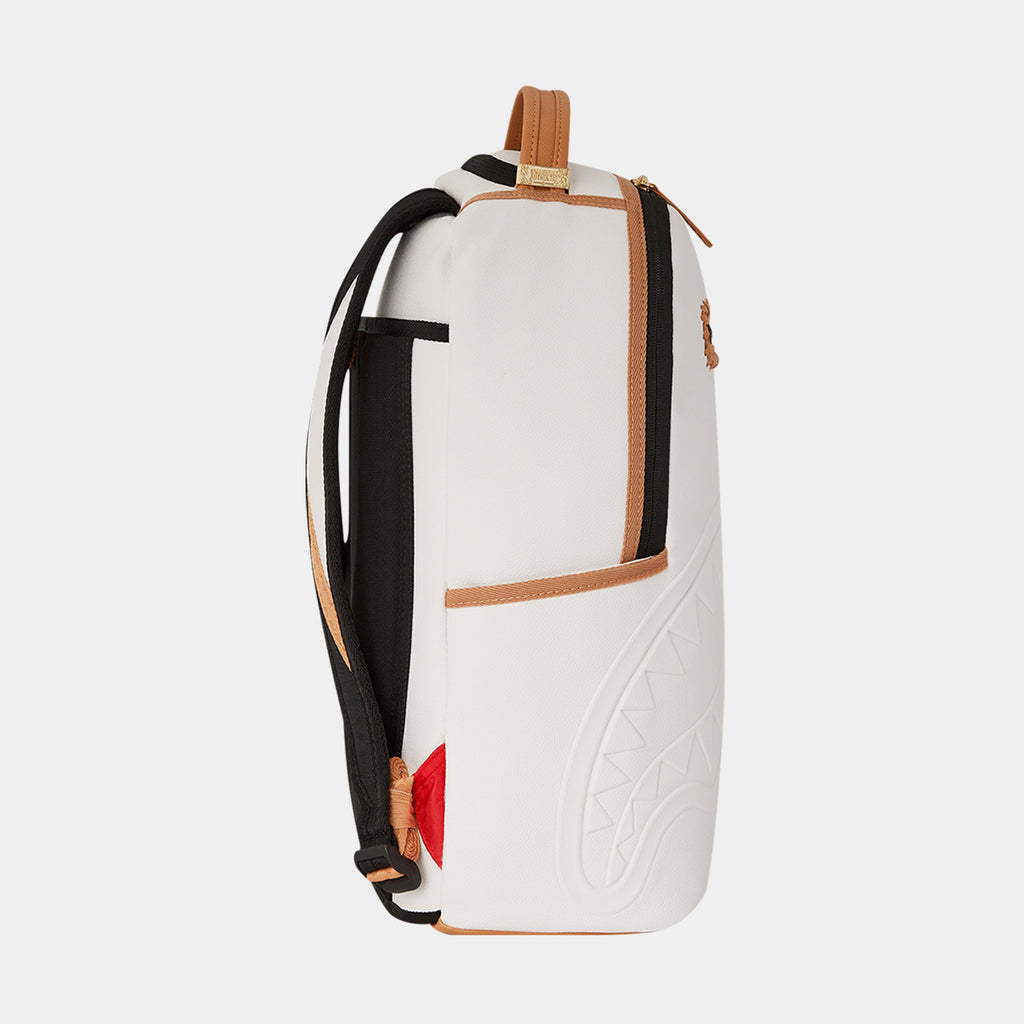 Exclusive Catamaran Embossed Mens Backpack (White/Beige) — OS — Back View