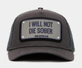 Exclusive I Will Not Die Trucker Mens Hat (Grey/Black) — OS — Front View
