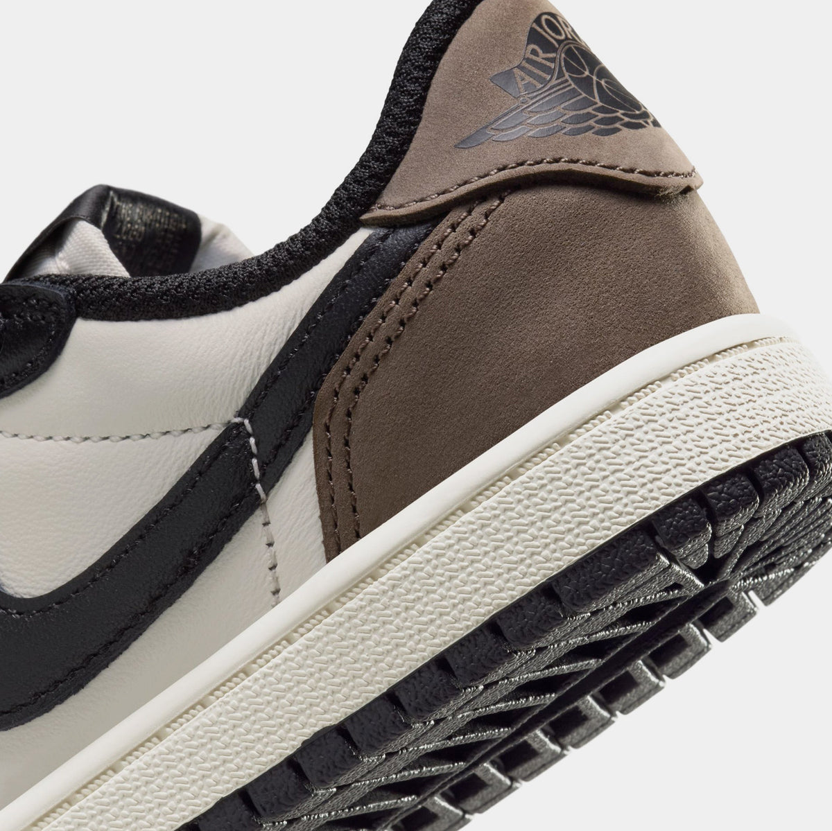Exclusive Air Jordan 1 Retro Low OG Mocha Preschool Lifestyle Shoes (Sail/Black/Dark Mocha) — 10.5C — Back View