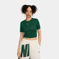 Exclusive NSW Essential Slim Cropped Womens Short Sleeve Shirt (Green/White) — XS — Front View