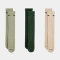 Exclusive Everyday Plus Cushioned 3 Pack Mens Socks (Green/Dark Green/Beige) — S — Front View