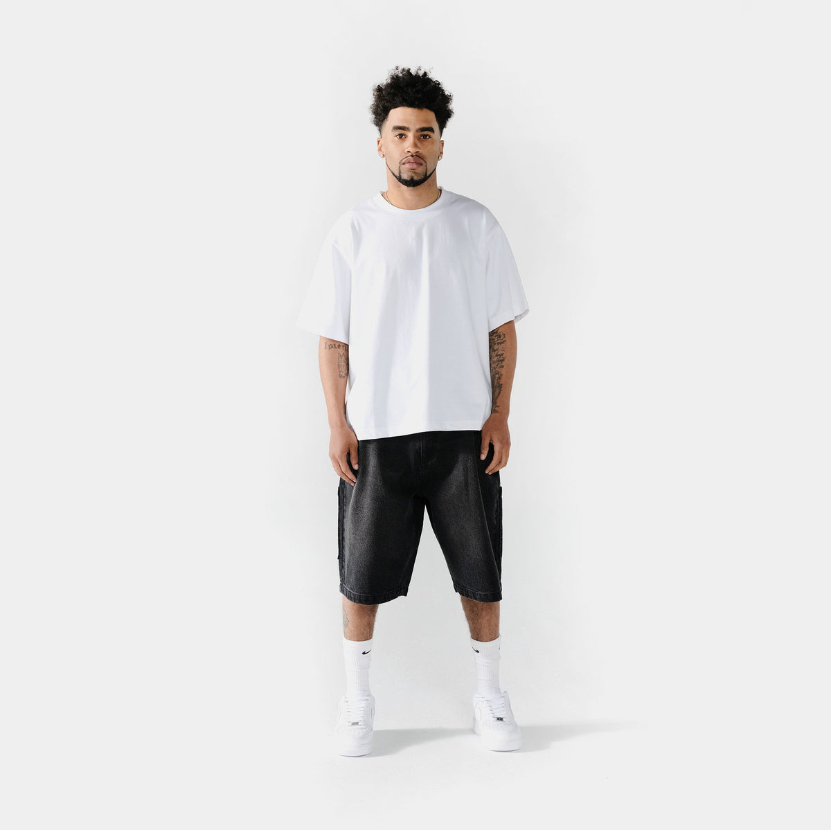 Exclusive Solid Novelty Mens Short Sleeve Shirt (White) — S — Top View