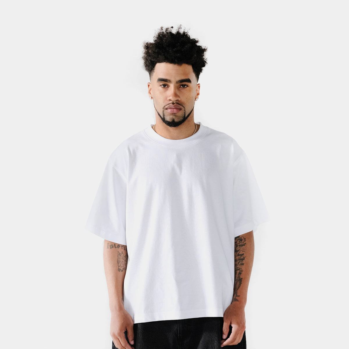Exclusive Solid Novelty Mens Short Sleeve Shirt (White) — S — Side View