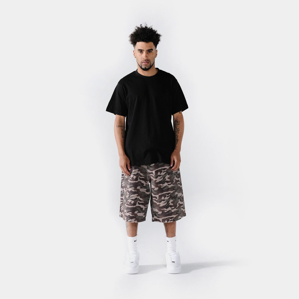Exclusive Solid Novelty Mens Short Sleeve Shirt (Black) — S — Top View