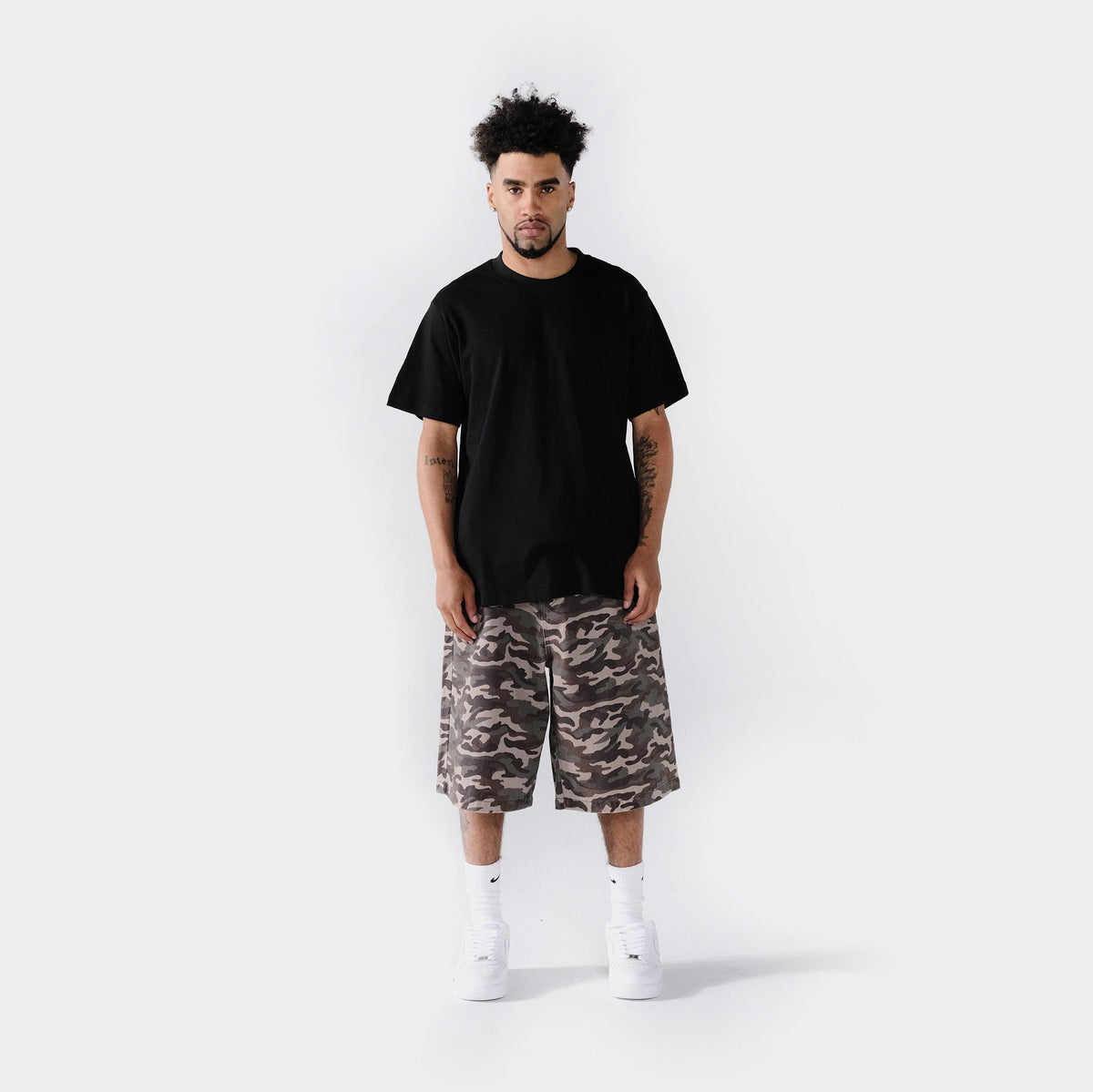 Exclusive Solid Novelty Mens Short Sleeve Shirt (Black) — S — Top View