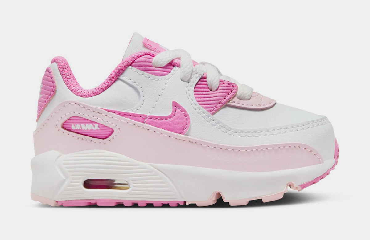 Exclusive Air Max 90 Infant Toddler Lifestyle Shoes (White/Pink Foam/Playful Pink) — 2C — Front View