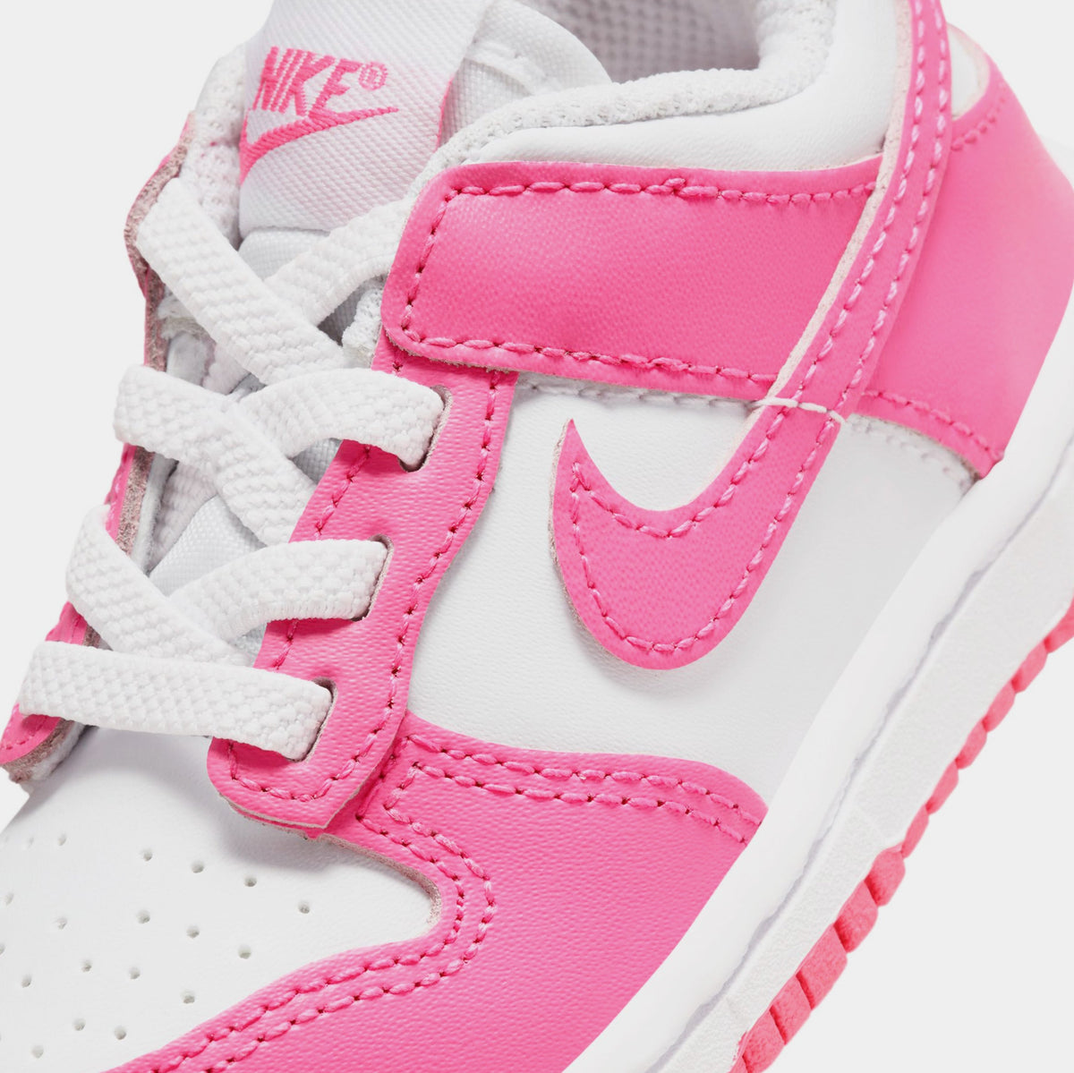 Exclusive Dunk Low Infant Toddler Lifestyle Shoes (White/Laser Fuchsia) — 2C — Side View