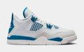 Exclusive Air Jordan 4 Retro Industrial Blue Preschool Lifestyle Shoes (Off White/Industrial Blue/Neutral Grey) — 10.5C — Front View